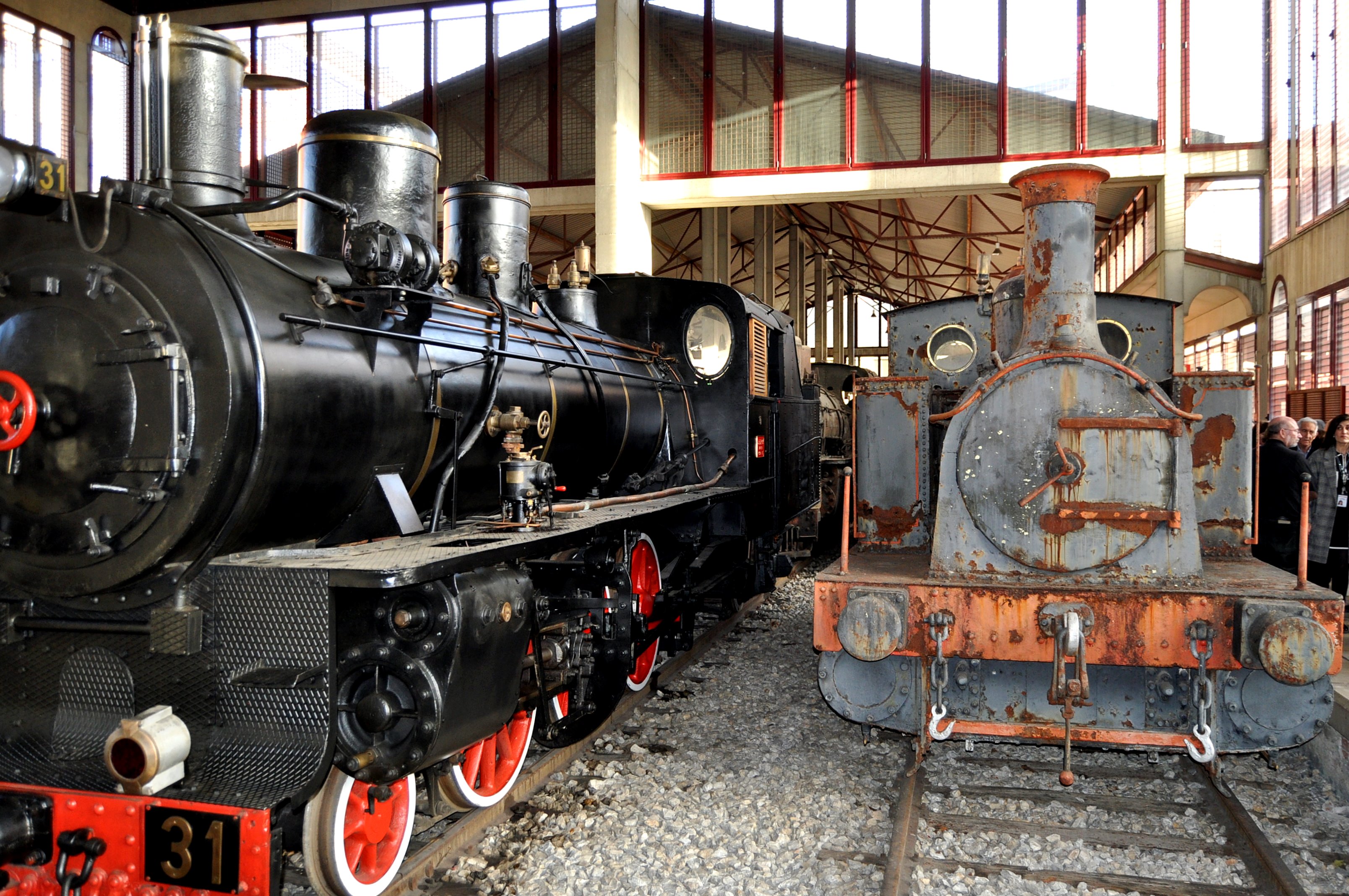 Museo del Ferrocarril de Ponferrada. Antiguas locomotoras del Ponfeblino.