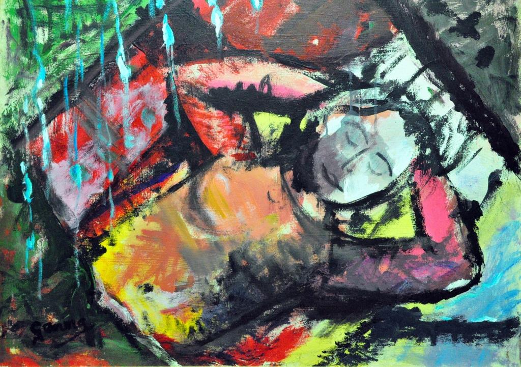 Pintura de Gemma en la exposición de La Casona de Murias.
