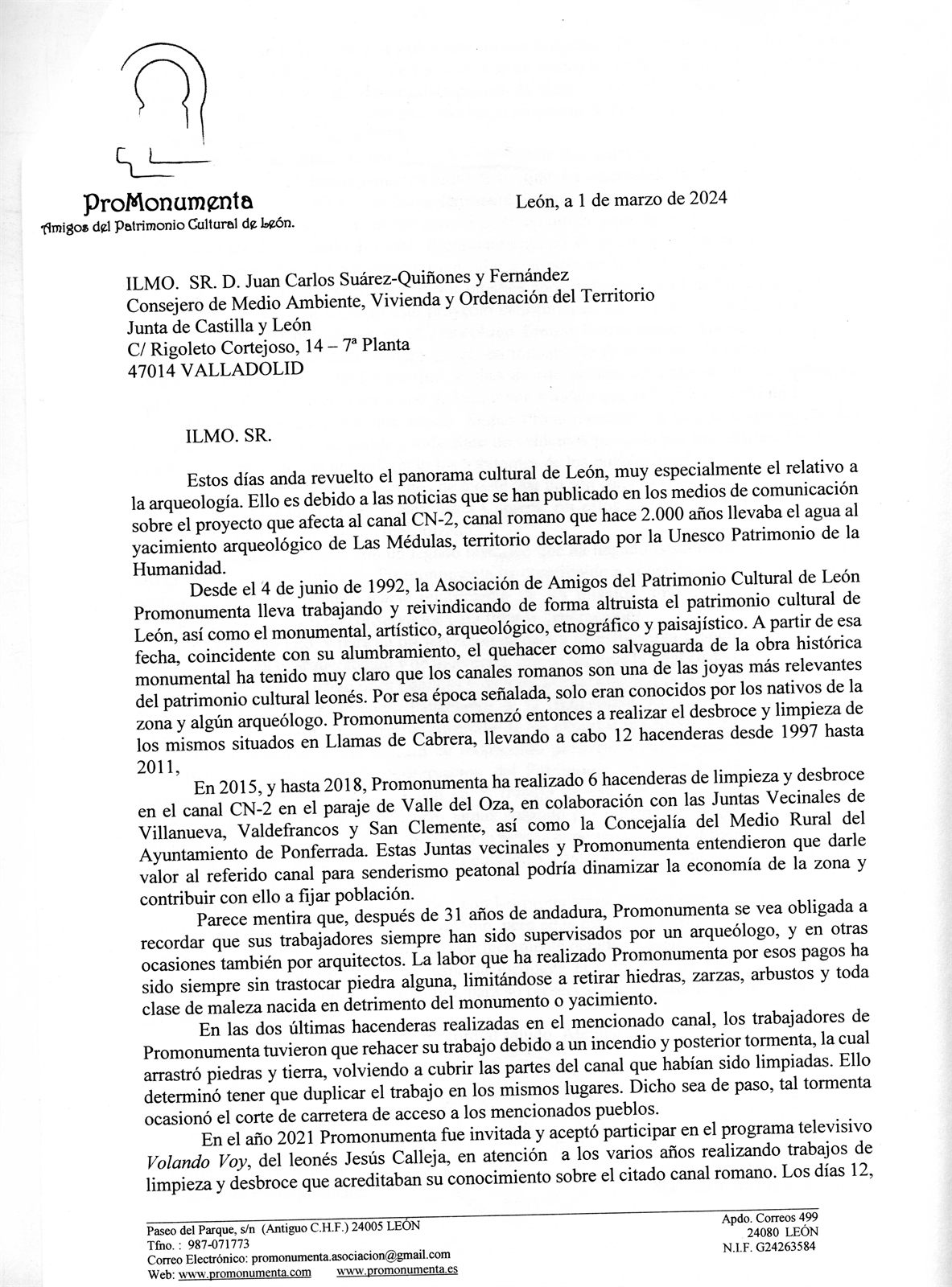 PROMONUMENTA Escrito a cnsejerías Cultura y M Ambte043